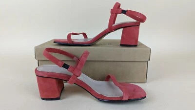Sandalias de tacón de bloque simples negras para mujer 40 rojas gamuza correa al tobillo zapatos nuevos con caja Foto 1 de 4