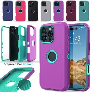 For Apple iPhone 16 Pro/Pro Max/16 Plus/16e Case 3 in 1 Hybrid Shockproof Cover - Picture 1 of 94