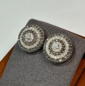 Impresionantes ~ Esterlina 925 ~ Diamonique y Gris Circonita cúbica ~ Pavé Halo Pendientes - Imagen 1 de 8