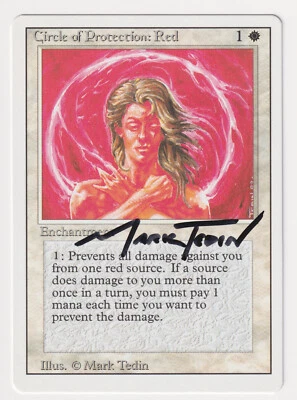 Signed Circle of Protection: Red Proof LP Revised Artist Mark Tedin MTG AP 6/69! - Image 1 of 2