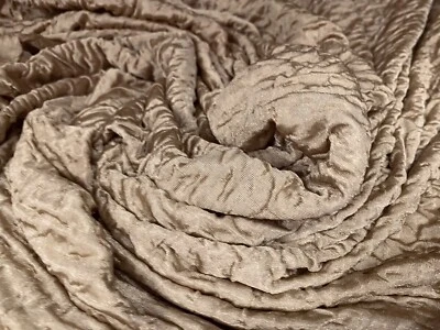 Blister Jacquard Double Jersey Satin Elastane Dress Fabric, Per Metre - Gold - Image 1 of 3