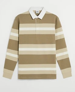 Zara Striped Polo Long Sleeve Men’s Shirt - Medium - New with Tags - Picture 1 of 2