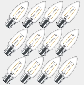 12 Pack 2W - 25W Vintage LED LIGHT BULBS Bayonet BC B22 Candle Lamp Warm White - Picture 1 of 1