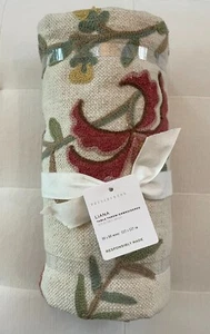 Pottery Barn LIANA CREWEL EMBROIDERED COTTON LINEN Table Throw 50” sq. Multi NWT - Picture 1 of 2