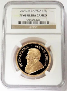 2001 CW GOLD 700 MINTED SOUTH AFRICA KRUGERRAND 1 OZ COIN NGC PF 68 ULTRA CAMEO - Picture 1 of 3