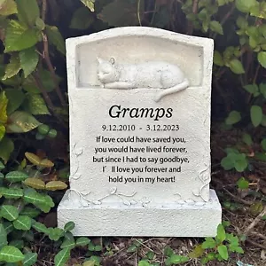 Upright Pet Headstone, Personalized Cat Memorial Stone, Cat Statue Figurine - Picture 1 of 7