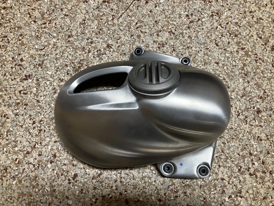 Genuine Triumph sprocket cover for modern classics; brushed aluminum; with cap - Image 1 of 4