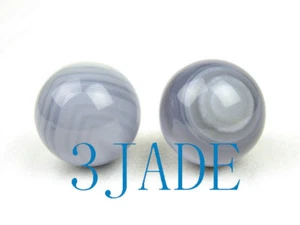 2 Stück 46 mm natürliche gestreifte Achatkugeln Chalzedon Medizinkugeln - Bild 1 von 4