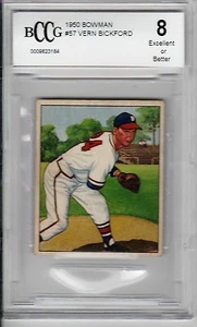 VERN BICKFORD 1950 BOWMAN #57 BECKETT GRADED 8, (BCCG) WELL CENTERED NICE CARD - Picture 1 of 2