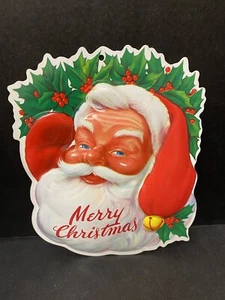 Babbo Natale in plastica sagomata vintage decorazione buon Natale da appendere a parete 12" - Foto 1 di 5
