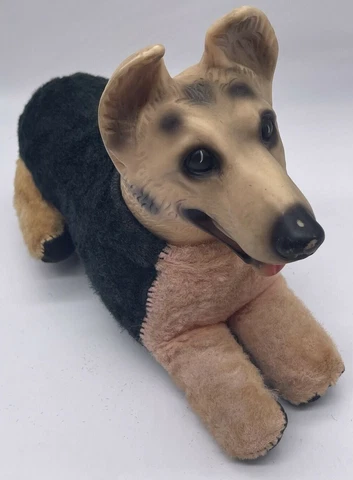 Vintage Rin Tin Tin Dog German Shepherd Rubber Head Plush 12" Stuffed Animal Cover