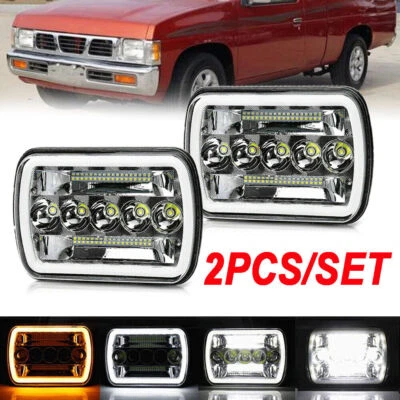Faros LED DRL señal haz alto/bajo para camioneta Nissan 240SX D21 NX 2 piezas 7x6" Foto 1 de 4