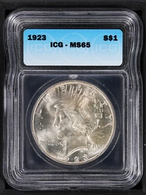 1923 Peace Silver Dollar ICG MS65 GEM - Image 1 of 2