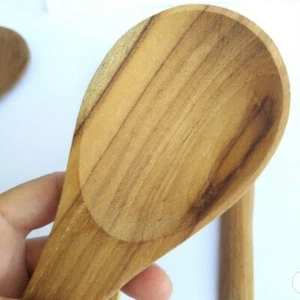 Cucchiaio zuppa stoviglie cibo tutti i tipi tornio mestolo legno naturale teak 3X - Foto 1 di 7