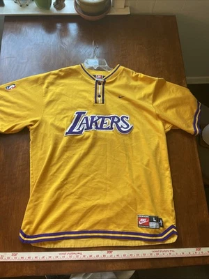 Lakers Shirt Mens Large Nike Vintage Henley NBA Basketball White Tag Warm Up - Image 1 of 4