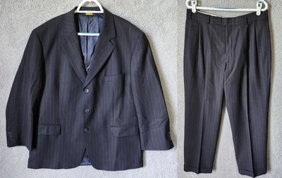Traje Brooks Brothers Brooksease Negro Rayas 2 Piezas Talla 46S Pantalones 36S x 29 Foto 1 de 4