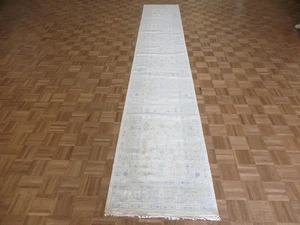 2'6 x 15 Runner Hand Knotted Ivory Modern Oushak Oriental Rug G15998 - Picture 1 of 10