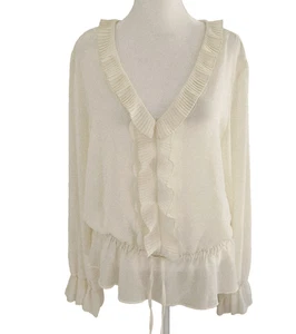 Anthropologie Peasant Melody Ruffled Blouse Size L Central Park West V-Neck -NWT - Picture 1 of 16