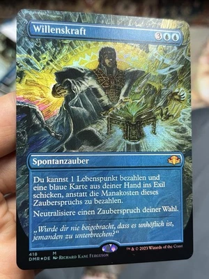 🔥 GERMAN Borderless Foil Force of Will 🔥Ultra Rare🔥 Dominaria Remastered Mtg - Image 1 of 4