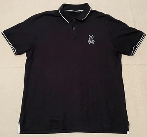 Psycho Bunny Herren Poloshirt Schwarz Größe 7 (XL) Kurzarm 100% Pima Baumwolle - Bild 1 von 20