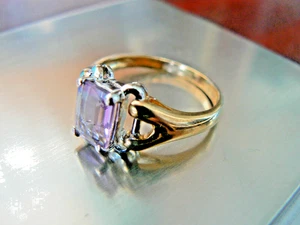 Large Fully Hallmarked 9ct Gold Amethyst Ring - Size R, - 3.1g - Picture 1 of 7