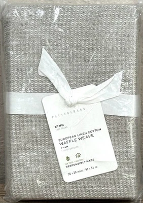 Almohada Pottery Barn Europea Lino Algodón WAFFLE WEAVE KING Sham LINO NUEVA CON ETIQUETAS Foto 1 de 3