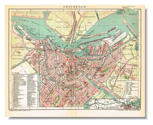 AMSTERDAM 1907 DATIERT Antik Vintage Karte Stadtplan NIEDERLANDE Nederland - Bild 1 von 14