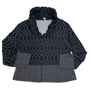 Chaqueta Stera Única con Cremallera con Cuello llamativo X-Grande Negra Ajustada - Imagen 1 de 4