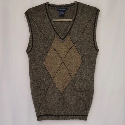 VTG 80s Generra Men's Gray Argyle V Neck Sweater Vest Preppy Dark Academia Sz S  - Image 1 of 4