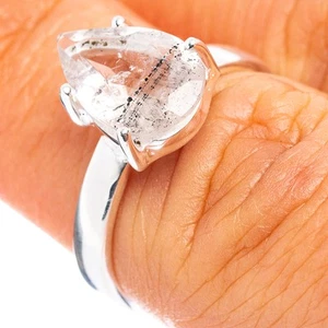 Anillo de cuarzo turmalinado talla 6 (plata de ley 0,925) - Imagen 1 de 2
