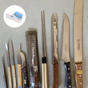 11 Japanese Chef Knives Lot | Santoku Nakiri Deba | Japan | Used | For Parts - Picture 1 of 10