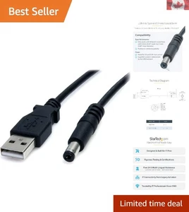 Black 3ft USB to Type M Power Cable - Eliminate Adapter Hassles for 5V Devices - Photo 1 sur 6