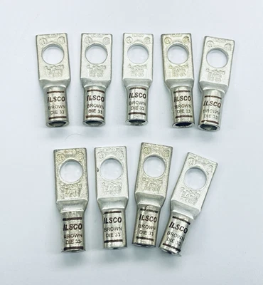Lot of 9 ILSCO CSWS-2-38 Surecrimp Cooper Lug 1-Hole 2-Awg I-33-Die/Brown - Image 1 of 4