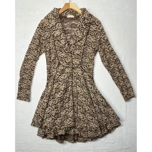 Altar'd State Lace coat Collared Tiered Ruffle Hem Brown Beige Floral Women's - Picture 1 of 8