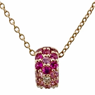 Collar Ponte Vecchio K18 Oro Rosa Zafiro Rosa 0.12ct Diamante 0.05ct Usado Foto 1 de 4