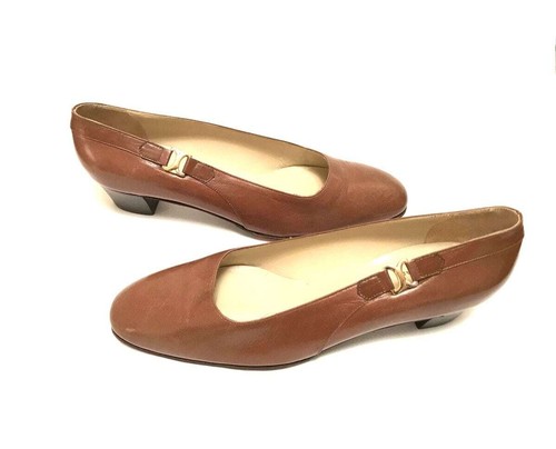 VANS SCARPE HELENE ARPELS (COME IN VAN CLEEF ARPELS) PELLE MARRONE ORO ACCENTO TAGLIA 38 5