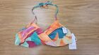 New With Tags Time And Tru Floral  Halter Neck Bikini Top With Ruching - Medium