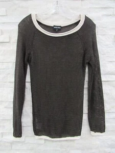 Giorgio Armani $1,695 Brown & Ivory Stretch Silk Knit Semi Sheer Sweater 42 - Picture 1 of 6