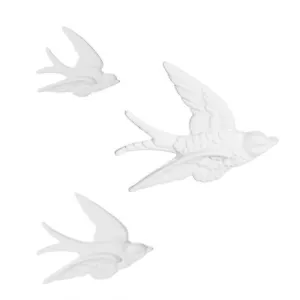 Sass&Belle 3 White Ceramic Flying Swallow Bird Wall Decoration Home Art Duck New - Picture 1 of 5