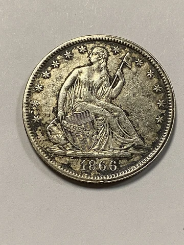 USA - 1866 Seated Liberty, Half Dollar, Very Nice Cover