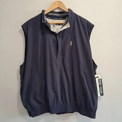 PGA Tour Collection Nuevo con Etiquetas Azul Marino Media Cremallera Pullover Rompevientos Chaleco Talla XXL Foto 1 de 4