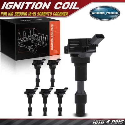 6x Bobina de encendido para Kia Sedona 18-21 Sorento Cadenza Genesis Hyundai Palisade Foto 1 de 4