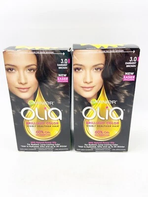 DOS Garnier Olia marrón oscuro 3.0 color permanente alimentado por aceite Foto 1 de 4