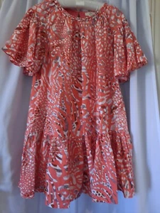 Entro Medium NWT MINI DRESS Flutter Ruffle Hem Coral Peach Color - Picture 1 of 5