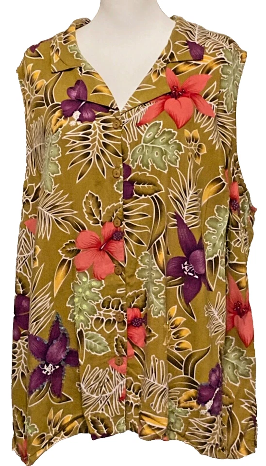 Blusa túnica sem mangas Liz Claiborne Liz and Me botão 4XL - Imagem 1 de 4