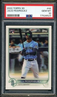 2022 Topps 3D JULIO RODRIGUEZ Rookie PSA 10 Card RC Mariners 44 Gem Mint - Image 1 of 2