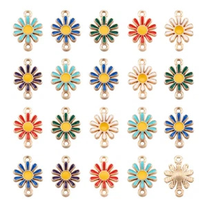 100x Dijes colgantes conector flor color mezclado eslabones margarita esmalte aleación - Imagen 1 de 5