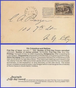 USA5 # 237 ADDR FACSIMILE FDC 10¢ Columbus Presenting Natives - Picture 1 of 1