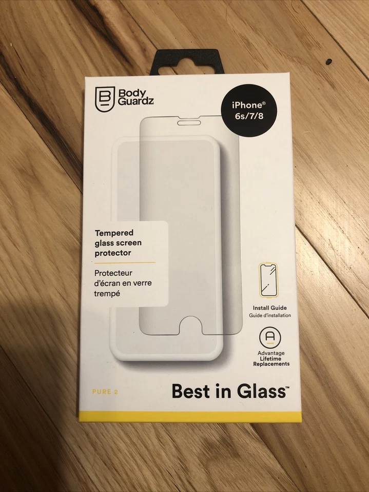 Protector de pantalla de vidrio templado BodyGuardz Pure 2 bordes para Apple iPhone 6s/7/8 Foto 1 de 2
