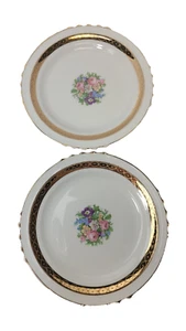 Vintage Set 2 The French Saxon China Co Ohio Porcelain & Gold Bread Plates 5'' - Picture 1 of 8
